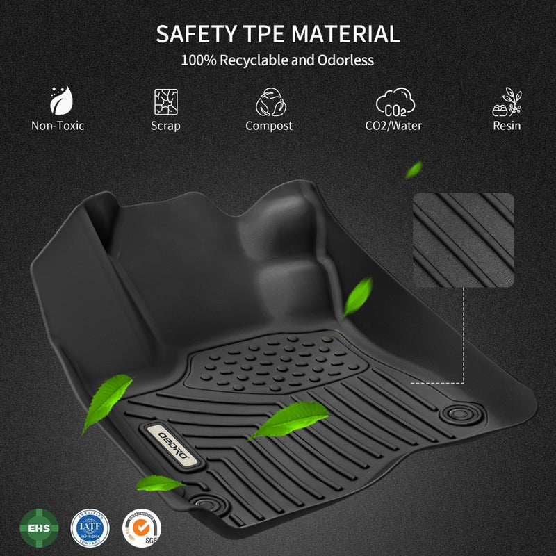 OEDRO Floor Mats Fit for 2014-2018 Jeep Wrangler JK Unlimited JKU 4 Door (Not for 2 Door and JL Models), Black TPE All Weather Car Mats 1st & 2nd Row Floor Liners - Image 5